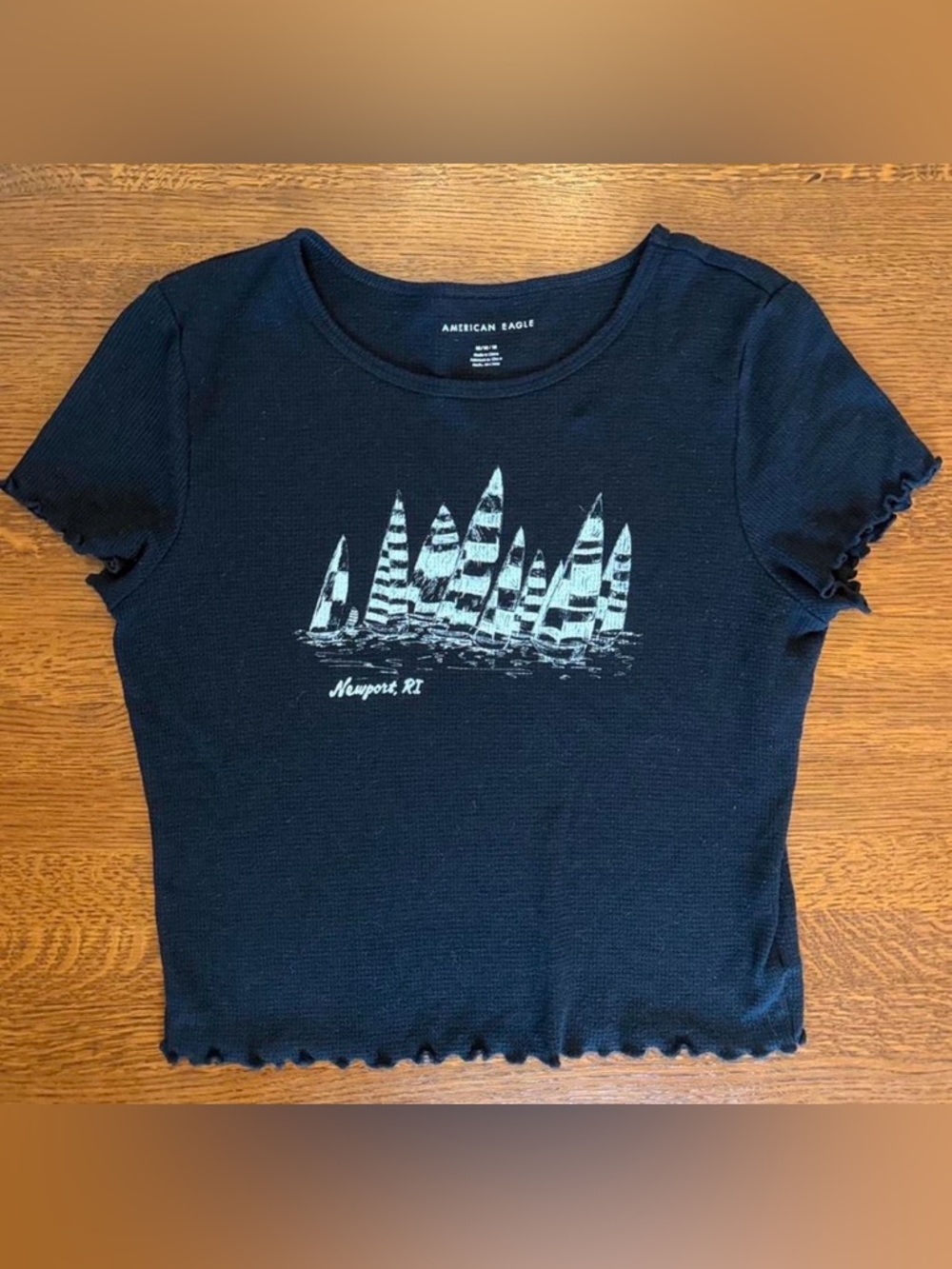 Newport RI-themed American Eagle Outfitters Tee with Sailboat Graphic Coastal